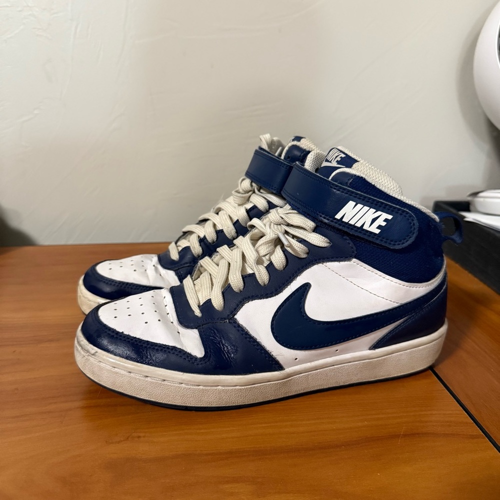 Nike Court Borough Mid 2 GS Navy Blue White Sneaker cd7782-107 Size W8‎ Y6.5